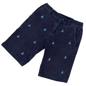 Brooks Brothers Fleece Boys Bermuda Shorts 8 Blue Corduroy Sailboats Embroidery‎